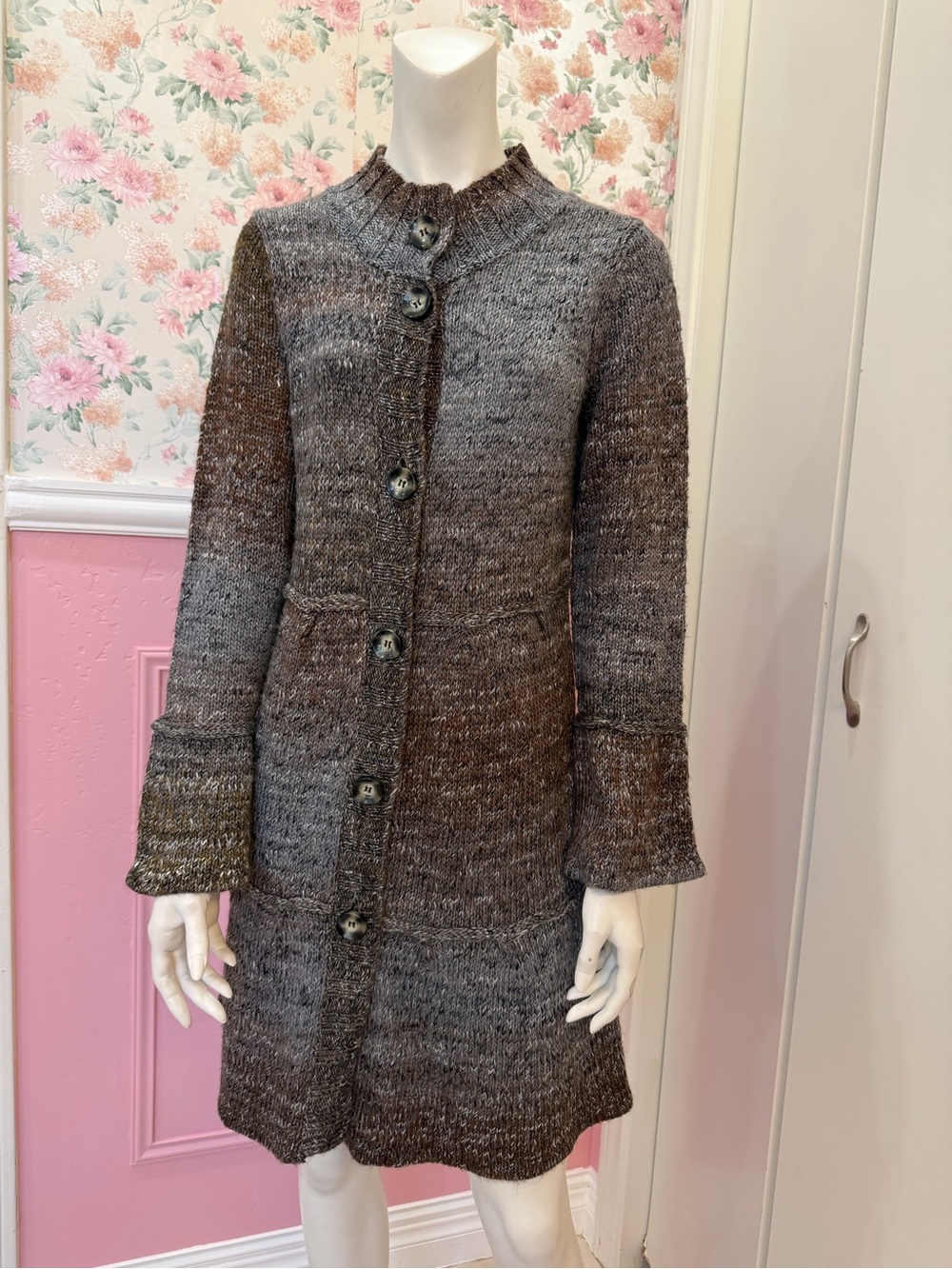 Style & Co. Heathered Grey-Brown Long Button Cardigan